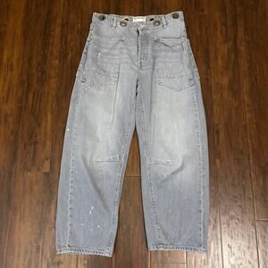 WE THE FREE Moxie Jeans Gray Paint Splatter Low Slung Barrel Baggy